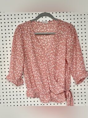 Sienna Sky Dusty Rose Floral Wrap Blouse
Size M